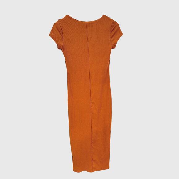 See You Monday Womens Ribbed Medium Burnt Orange Long Dress - Picture 3 of 8